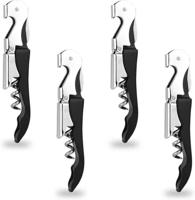 TYLbeang 4 PCS Waiter Corkscrew Wine Opener,Upgraded Heavy Duty Wine Keys,Stainless Steel Double Hinged Wine Key for Serves,Bartenders(Black) - Image 1